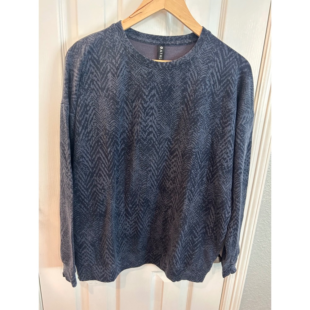 Athleta Sweatshirt navy Chevron Print Oversized Pullover Long Sleeve Loungewear